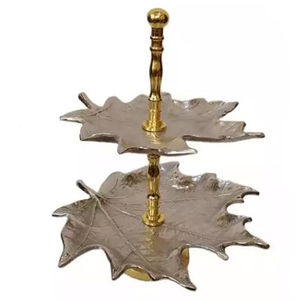 Attractive Design Metal Cake Stand With Antique Color for Birthday Party Celebration Vintage Rounded Cake Platter Two Tier - Product Image 3