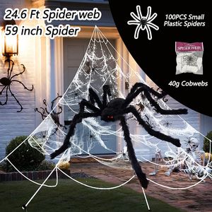 Decoraciones de Halloween, 295 Telarañas Artificiales para Exteriores y Araña Gigante de 59 Pulgadas, Telaraña Triangular Enorme, Decoraciones para Fiestas de Halloween - Product Image 6
