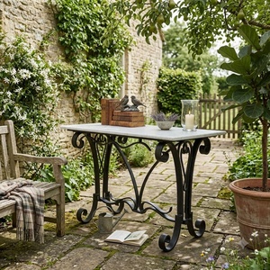 Luxury European Hand Forged Wrought Iron <b>Coffee</b> <b>Table</b> Custom Weather Resistant Outdoor Furniture for <b>Garden</b> Courtyard 4-Seater - Product Image 4