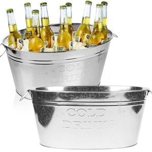 Luxury Design White Galvanized Steel Ice Bucket With Removable <b>Stand</b> And Serving Tray For Weddings Outdoor Parties & Events - Product Image 6