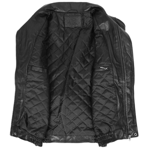 Men's Black Nappa Leather Blouson <b>Jacket</b> Classic Fit Premium Fashion Outerwear OEM Manufacturer - Product Image 5
