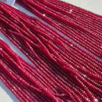 Perles Rondelles Facettées en Rubis Longido de Qualité Supérieure 3-5 mm, Pierres Précieuses Naturelles en Rubis Rouge Taillées pour la Fabrication de Bijoux
