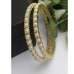 Dazzling Gold Plated <b>Bangle</b> Bracelets <b>Set</b> With Stones Ethnic Style For Women Party Jewelry Collection - Product Image 2