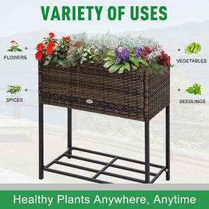 Classic 28\" High Elevated Rattan Planter <b>Box</b> <b>Tool</b> Storage Indoor/Outdoor <b>Garden</b> Raised Bed Square Design Medium Pots Giant - Product Image 4
