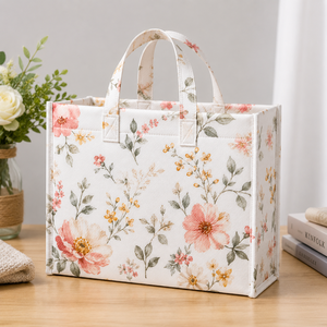 Custom Printed Logo Polyester Nonwoven Felt Tote <b>Bag</b> Open Top Hand Length Handle Solid Color <b>Medium</b> <b>Size</b> Daily Gift Promotional - Product Image 3