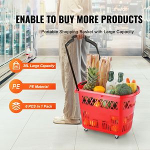 Set di 6 Grandi Cesti Portatutto da 39L con Ruote, Manico in Plastica, Alimentazione Personalizzabile - Product Image 2