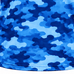 T-shirt personnalisé bleu royal camouflage pour homme, manches courtes, col rond, imprimé camouflage, fitness, entraînement, course à pied, gym, performance athlétique - Product Image 4