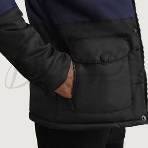 Chaqueta Acolchada con Capucha para Hombre, Azul Marino, con Parches en Contraste, Estilo Cargo, con Múltiples Bolsillos, Abrigo Acolchado Cálido para Invierno - Product Image 6