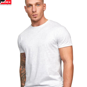 INDEX Men's White Short Sleeve T-Shirt O-Neck Slim Fit Casual Knitted Cotton Solid Color Breathable Sportswear - Product Image 6