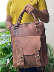 Cuir pleine fleur marron foncé Vintage hommes rétro véritable peau de vache véritable sac à dos en cuir de vache voyage sac à dos pour hommes femmes - Product Image 2