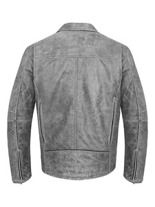 เสื้อแจ็คเก็ตนักขี่มอเตอร์ไซค์สีเทาสำหรับผู้ชายแบบดิสเทรส - Product Image 2