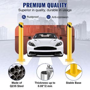 Dissuasore di Sicurezza in Acciaio Verniciato a Polvere Giallo, Diametro Esterno 4 1/2 Pollici, Altezza 36 Pollici, Barriera per Traffico con 4 Bulloni di Ancoraggio Gratuiti - Product Image 3