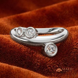 Moissanite <b>Ring</b> Round Bezel Open Wrap Three Stone 925 Sterling <b>Silver</b> <b>Statement</b> <b>Ring</b> for Women Fine Jewelry Luxury Design - Product Image 4