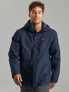 Veste matelassée imperméable à capuche pour homme, couleur marine, fermeture éclair sur le devant, vêtement d'hiver décontracté, couleur unie, coupe classique - Product Image 1