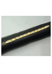 Bracelet pour homme en or jaune 22 carats avec maillons à motif diamanté argenté, finition premium, bijou élégant pour un usage quotidien - Product Image 3