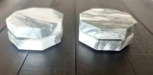 Arabescato <b>Marble</b> Octagon Coaster <b>Set</b> With Flamed Waterproof Surface For Villa Apartment Home Decor <b>Coffee</b> <b>Table</b> - Product Image 3