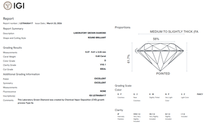 Diamante Cultivado en Laboratorio con Certificado IGI de 0.6 Ct, Corte Brillante Redondo, Color D, Claridad VVS1, Piedra Suelta para Joyería Artesanal - Product Image 3
