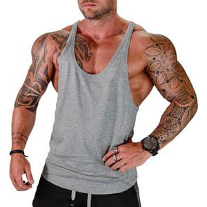 Camisetas sin mangas de algodón orgánico de color liso al por mayor para entrenamiento muscular, gimnasio, correr, fitness y deportes para hombre - Product Image 3