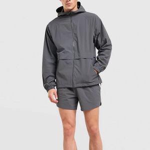 Men Activewear Quarter <b>Zip</b> Tracksuit Men Hoodie Shorts Set Quick Dry Windbreaker Nylon Tracksuit - Product Image 1