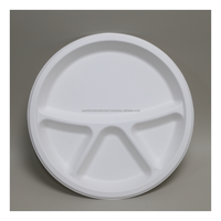 Assiette jetable en bagasse Xportio International à 4 compartiments, 9 pouces, anti-fuite, approuvée par la FDA pour la livraison de repas à emporter