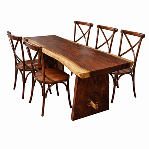 Modern Organic Style Ceko Dining <b>Table</b> Set Crossback Chairs Solid Trembesi Wood <b>Kitchen</b> Dining Furniture <b>High</b> Quality Hot Sale - Product Image 2
