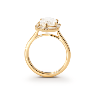 Bague Art Déco en Or Jaune Massif 14K avec Diamant de Laboratoire Taille Duchesse Géométrique et Halo Rond Brillant Personnalisé - Product Image 4
