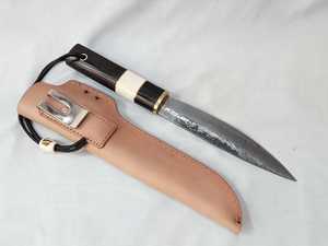 Hunting <b>Knife</b> With Wood Handle Drop Point Blade Carbon Steel Straight Edge Leather Sheath Outdoor Survival Tool - Product Image 3