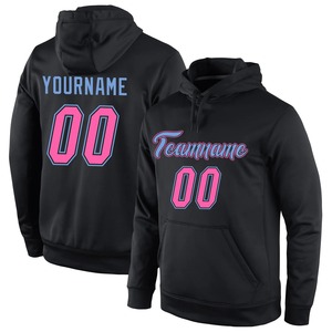 Custom Wholesale <b>Black</b> Pink Light Blue Hoodie Stitched Jersey Embroidery <b>Fleece</b> Pullover Breathable Team Training Wear - Product Image 1