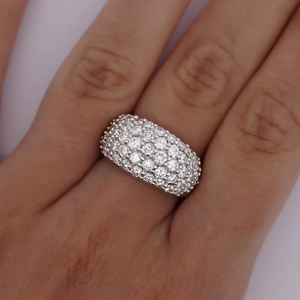 Classic Women's <b>Eternity</b> Band <b>Ring</b> With Natural Round Diamond Pave Setting Rhodium Plated 925 <b>Silver</b> Wedding Jewelry - Product Image 4