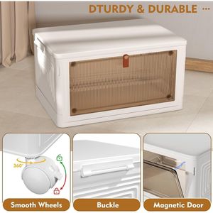 Contenitori di Plastica a 4 Livelli da 23QT con Coperchi, Scatole Pieghevoli Impilabili con Ruote per Scaffali da Garage - Product Image 4