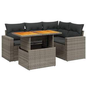 Conjunto de Sofá de Jardín de Ratán PE Gris con Reposabrazos Ajustables Grandes, Muebles de Exterior Cómodos y Elegantes - Product Image 2