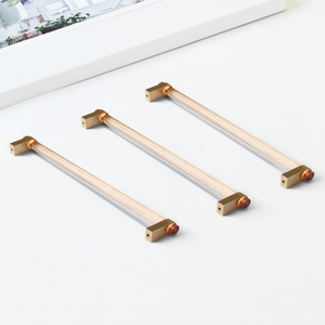 Poignées de bar contemporaines en acier inoxydable de luxe moderne, durables, avec accents en laiton pour armoires de chambre, de cuisine et commodes - Product Image 2