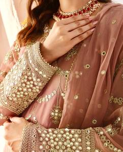 Ensemble Salwar Kameez en Faux Georgette Rose Embossé pour Femmes, Tenue Traditionnelle Indienne et Pakistanaise, Robe de Mariage et de Soirée - Product Image 4