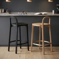 Tabouret de bar moderne de luxe en bois avec repose-pieds pour îlot de cuisine, salle à manger, usage commercial
