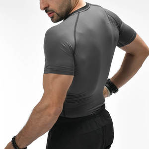 Vêtements d'entraînement écologiques, coupe ajustée, vêtements d'été, t-shirt de compression à col rond, coupe ajustée, tissu épais, athlétique - Product Image 5