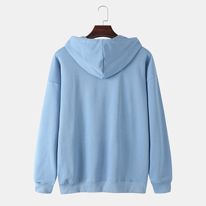 Sweat-shirt à capuche oversize pour homme, couleur unie, tricoté, décontracté, coupe classique, noir uni, pour l'automne - Product Image 2