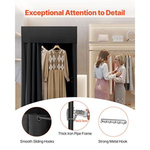 Camerino Portatile per Boutique con Tende Spesse in Poliestere, Spazio Privato con Gancio Ombreggiante per Arredamento Centro Commerciale - Product Image 4