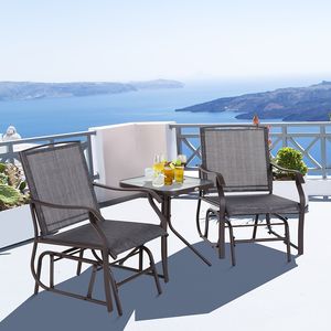 Ensemble de balançoire à bascule d'extérieur Garden Gray 3 pièces avec table bistro et tissu en maille respirante (jusqu'à 352 lb) - Product Image 2
