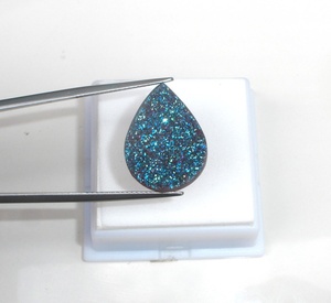 Gema de cuarzo Drusy azul místico en forma de pera, para la fabricación de joyas (20 x 15 mm) - Product Image 4