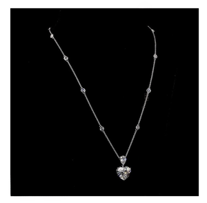Collar con Colgante de Doble Diamante en Forma de Corazón y Pera, Cadena de Oro Blanco para Mujer, Ideal para Compromiso, Boda, Aniversario, Fiesta, Estilo HIPHOPSTAR - Product Image 1