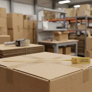 Sello de Seguridad de Plástico Blanco con Cierre Naranja y Código de Barras, Muestra 000010, Correa de 264 mm para Cajero Automático - Product Image 5