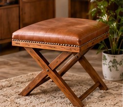 Modern Rectangle <b>Leather</b> Ottoman Stool <b>with</b> Wooden Legs Foldable <b>Bench</b> <b>Seat</b> for Housewarming Living Room Bedroom Hotel Entryway - Product Image 1