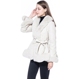 Abrigo Largo de Cuero Genuino de Lujo para Mujer, con Cuello de Piel Cálido y Cinturón, Estilo Personalizado, Fabricante Mayorista - Product Image 6