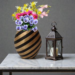 Vase à fleurs en aluminium noir et or de luxe, design bohème moderne, décoration de mariage, vase pour la décoration de table de salon - Product Image 2