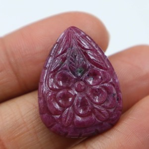 Pierre précieuse cabochon en rubis rouge naturel sculpté, pierre lisse sculptée à la main, fournisseur en gros de pierres pour bijoux - Product Image 1