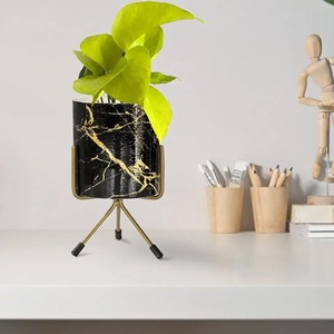 Pot de fleurs moderne en métal pour l'intérieur et l'extérieur, jardin, patio, balcon, maison, décoratif, durable, résistant à la rouille, récipient pour plantes - Product Image 3