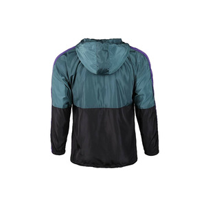 <b>Men's</b> Hooded Color Blocking Windproof Racer <b>Jacket</b> With Zipper Closure Spring Sporty Style Polyester Outerwear - Product Image 3