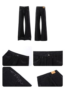 Pantalones Vaqueros Negros de Pierna Recta, Estilo Vintage, para Verano, Otoño e Invierno, Nueva Tendencia Urbana, Tejido Lavado, Corte Bootcut, Unisex, Hip Hop - Product Image 2