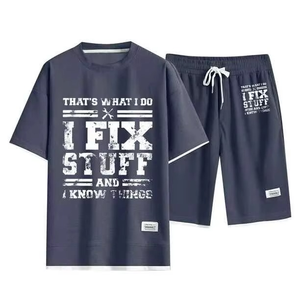 Conjunto Deportivo Casual de 2 Piezas para Hombre, Camiseta con Estampado Gráfico y Pantalones Cortos Negros, Ropa Urbana de Verano - Product Image 5