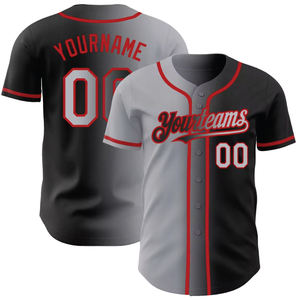 Camisetas de Béisbol Personalizadas de Poliéster de Alta Calidad, Color Negro y Gris Degradado a Azul Claro, Auténticas y a la Moda - Product Image 1